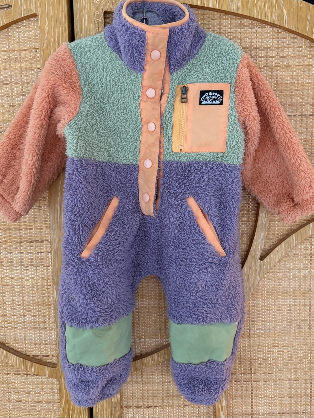 Plush Colorblock Baby One-Piece - Lavender, Mint & Peach